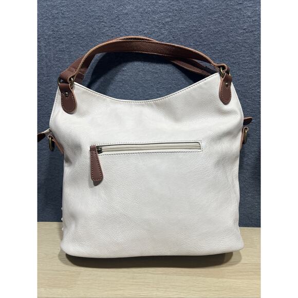 Clarks Ivory Perforated Block Pattern Faux Leather Detachable Crossbody Strap - Picture 3 of 13